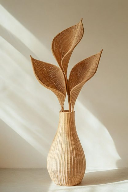 Wabi-sabi style rattan and bamboo woven baskets, vases, living room entrance, dining table decorations and ornaments - Image 5