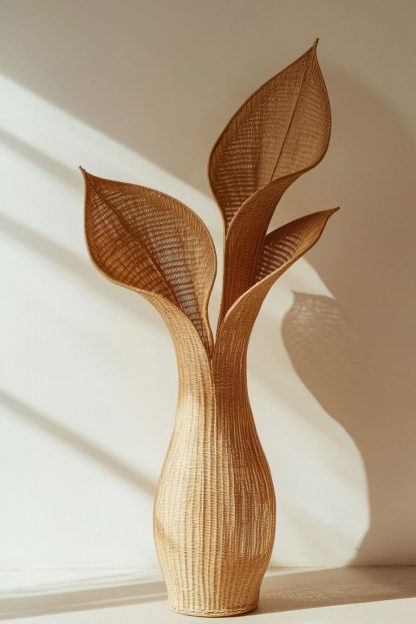 Wabi-sabi style rattan and bamboo woven baskets, vases, living room entrance, dining table decorations and ornaments