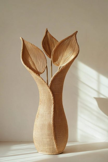 Wabi-sabi style rattan and bamboo woven baskets, vases, living room entrance, dining table decorations and ornaments - Image 2