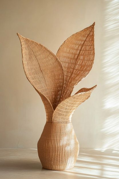 Wabi-sabi style rattan and bamboo woven baskets, vases, living room entrance, dining table decorations and ornaments - Image 5