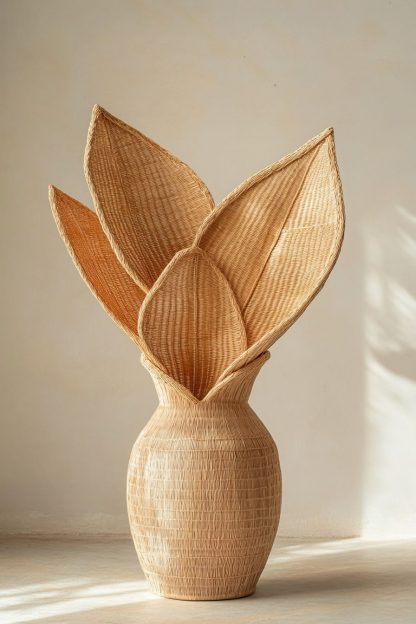 Wabi-sabi style rattan and bamboo woven baskets, vases, living room entrance, dining table decorations and ornaments - Image 3