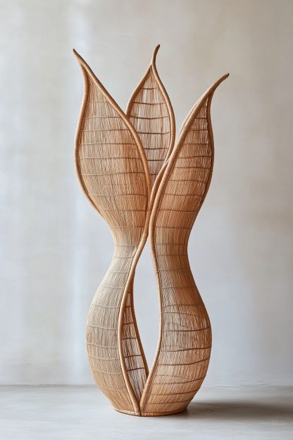 French retro hand-woven rattan vase, tea room dining table decoration flower vases - Image 4