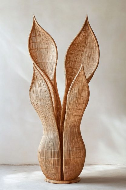 French retro hand-woven rattan vase, tea room dining table decoration flower vases - Image 3