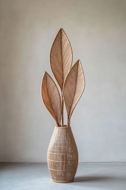 Rattan and bamboo woven basket vases, living room entrance hall dining table decorative items, hand-woven dry vase decorative items - Image 3