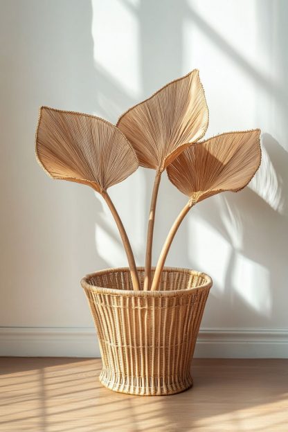Simple style living room dining table decoration, ironwork leaf real vase decoration, hand-woven creative rattan vase - Image 6