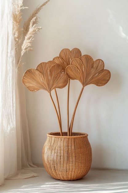 A modern and simple living room, a French retro dining table, a Nordic vase decoration, and a portable shopping basket for the entrance hall