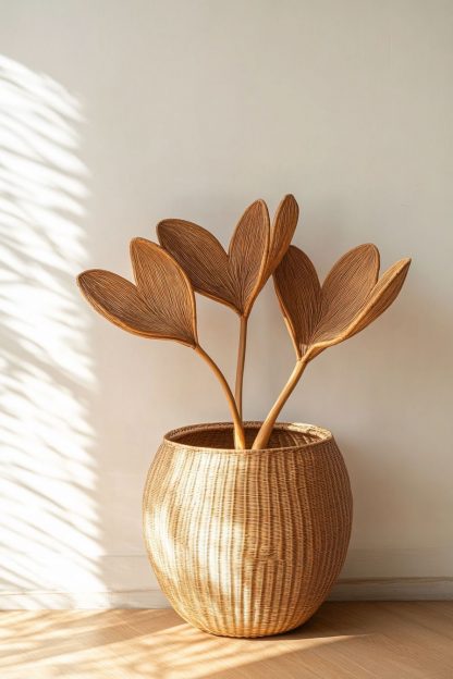 Wabi-sabi style rattan and bamboo woven baskets, vases, living room entrance, dining table decorations and ornaments - Image 7