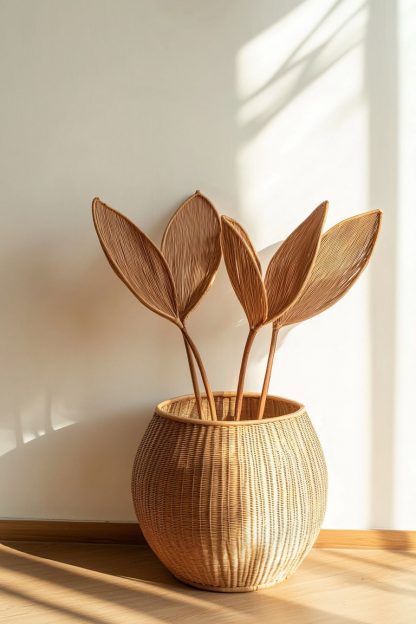 Wabi-sabi style rattan and bamboo woven baskets, vases, living room entrance, dining table decorations and ornaments - Image 6