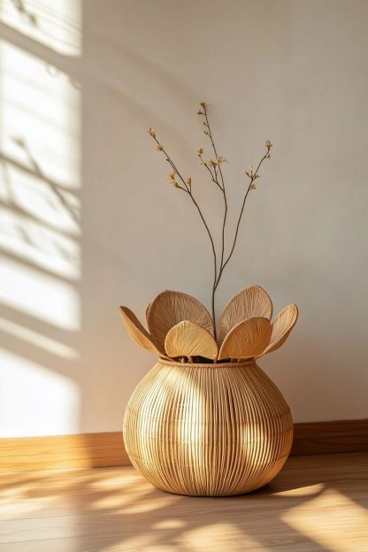 Wabi-sabi style rattan and bamboo woven baskets, vases, living room entrance, dining table decorations and ornaments - Image 5