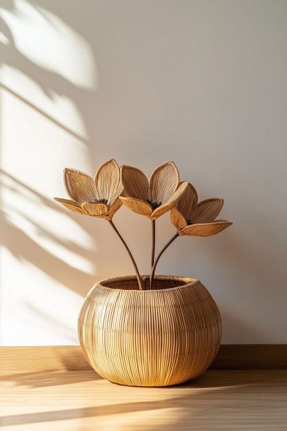 Wabi-sabi style rattan and bamboo woven baskets, vases, living room entrance, dining table decorations and ornaments - Image 4