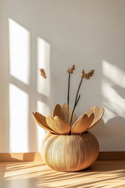 Wabi-sabi style rattan and bamboo woven baskets, vases, living room entrance, dining table decorations and ornaments - Image 2