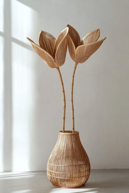 Hand-woven entrance hall ornaments, rattan and bamboo woven baskets, vases, living room entrance hall dining table decoration ornaments
