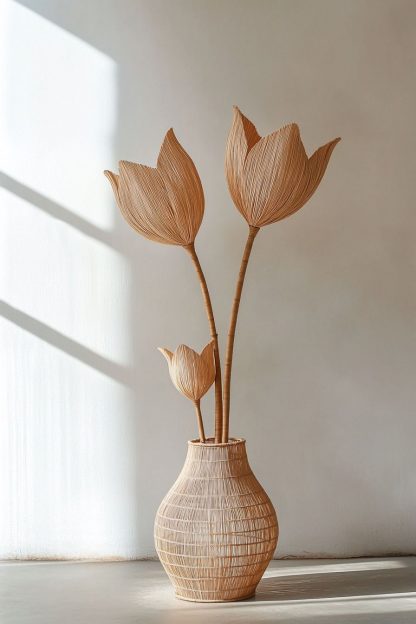 Hand-woven entrance hall ornaments, rattan and bamboo woven baskets, vases, living room entrance hall dining table decoration ornaments - Image 3
