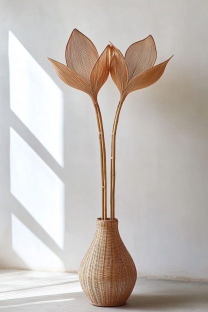 Hand-woven entrance hall ornaments, rattan and bamboo woven baskets, vases, living room entrance hall dining table decoration ornaments - Image 2