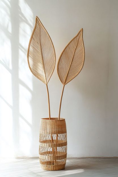 Hand-woven entrance hall ornaments, rattan and bamboo woven baskets, vases, living room entrance hall dining table decoration ornaments - Image 9