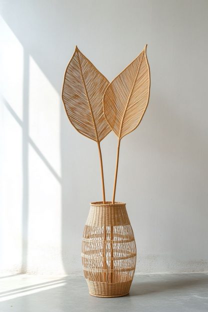 Hand-woven entrance hall ornaments, rattan and bamboo woven baskets, vases, living room entrance hall dining table decoration ornaments - Image 7