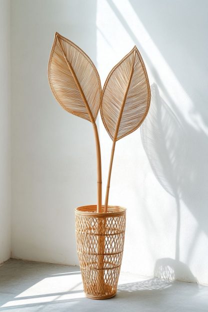 Hand-woven entrance hall ornaments, rattan and bamboo woven baskets, vases, living room entrance hall dining table decoration ornaments - Image 6