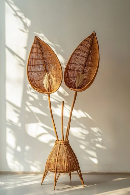 Wabi-sabi style rattan and bamboo woven baskets, vases, living room entrance, dining table decorations and ornaments