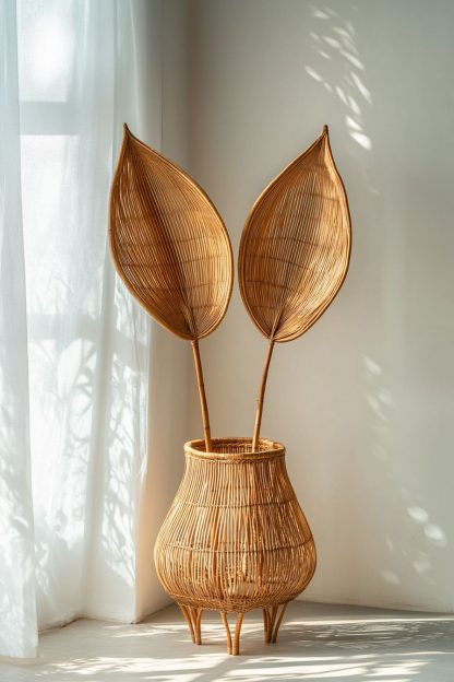 Wabi-sabi style rattan and bamboo woven baskets, vases, living room entrance, dining table decorations and ornaments - Image 4
