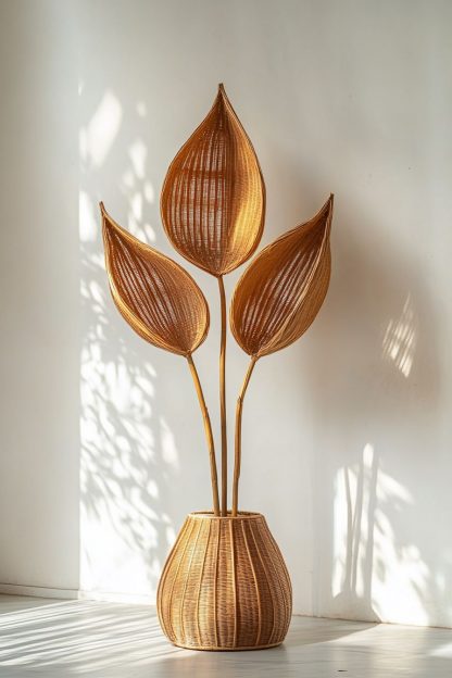 Wabi-sabi style rattan and bamboo woven baskets, vases, living room entrance, dining table decorations and ornaments - Image 3