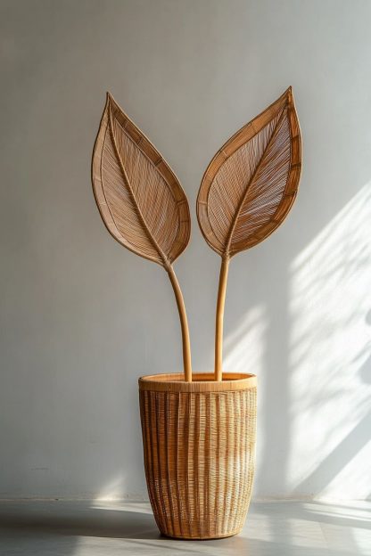 Rattan and bamboo woven baskets, vases, living room entrance, dining table decorations and ornaments - Image 4