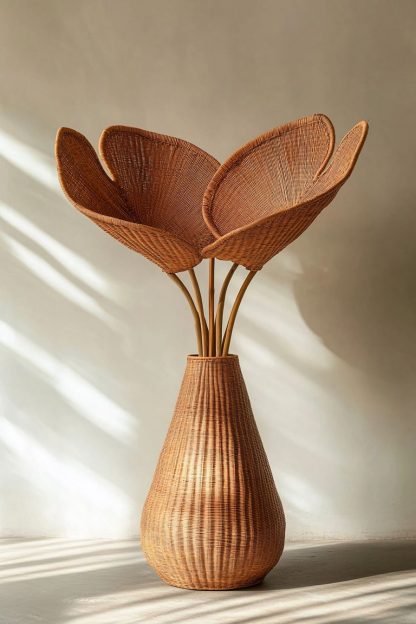 A modern and simple Nordic style living room dining table vase decoration made of rattan - Image 5