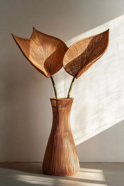 A modern and simple Nordic style living room dining table vase decoration made of rattan - Image 2