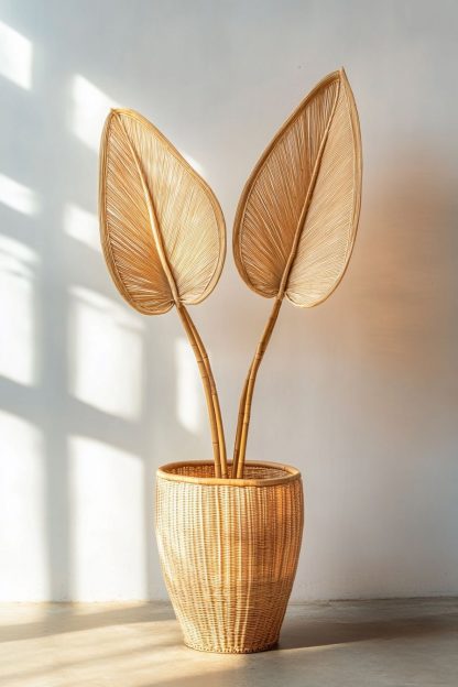 Wabi-sabi style rattan, bamboo, leaf lift, real living room entrance, dining table decoration - Image 9