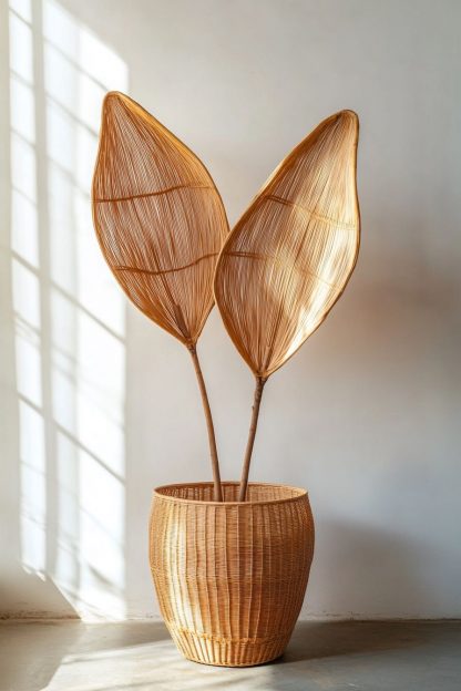 Wabi-sabi style rattan, bamboo, leaf lift, real living room entrance, dining table decoration - Image 8