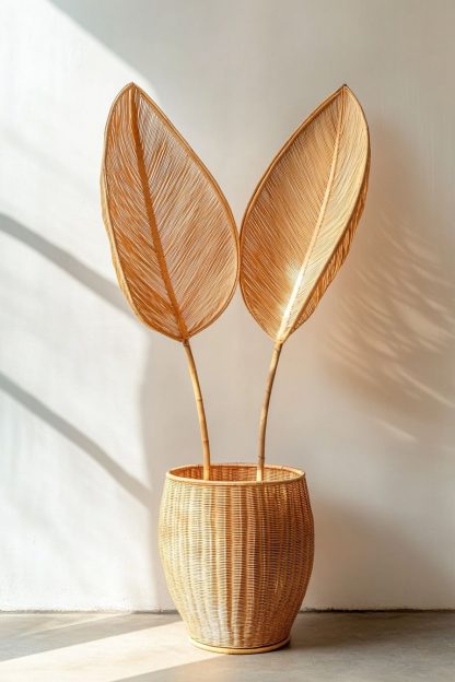 Wabi-sabi style rattan, bamboo, leaf lift, real living room entrance, dining table decoration - Image 7