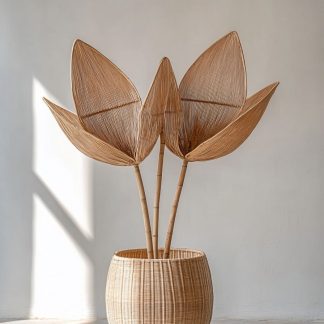 Wabi-sabi style hand-woven homestay bar counter, living room, bedroom decoration, tea room, dining room, petal-shaped creative lamps
