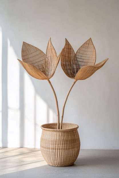 Wabi-sabi style hand-woven homestay bar counter, living room, bedroom decoration, tea room, dining room, petal-shaped creative lamps - Image 4