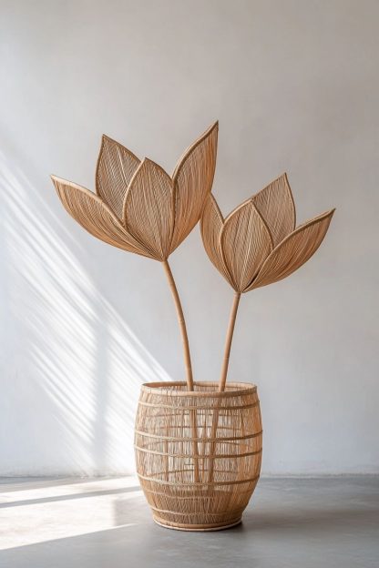 Wabi-sabi style hand-woven homestay bar counter, living room, bedroom decoration, tea room, dining room, petal-shaped creative lamps - Image 2