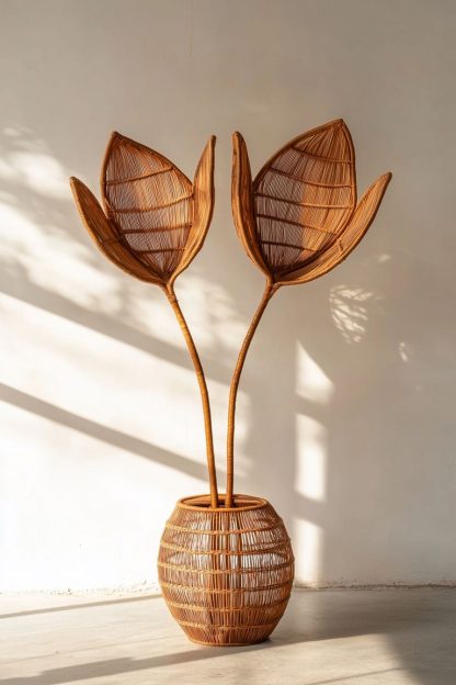 A Nordic minimalist style living room dining table vase decoration made of rattan fabric - Image 5