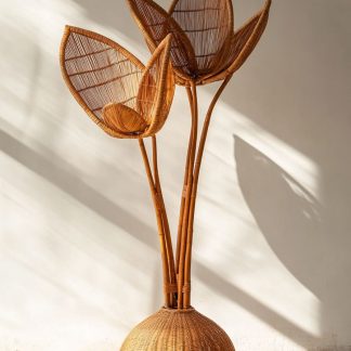 A Nordic minimalist style living room dining table vase decoration made of rattan fabric