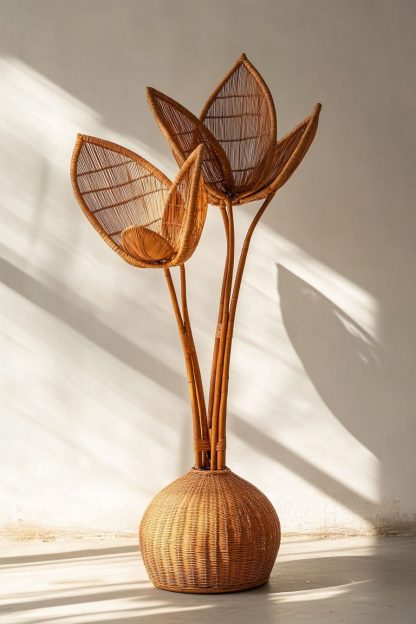 A Nordic minimalist style living room dining table vase decoration made of rattan fabric