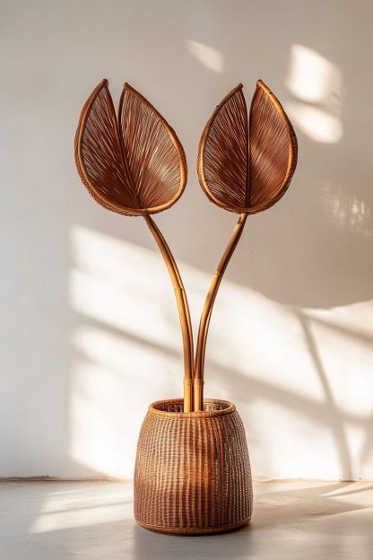 A Nordic minimalist style living room dining table vase decoration made of rattan fabric - Image 2