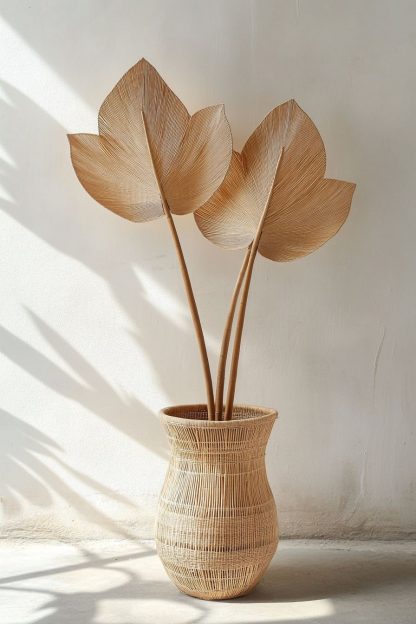 Wabi-sabi style rattan, bamboo, leaf lift, real living room entrance, dining table decoration - Image 5