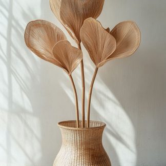 Wabi-sabi style rattan, bamboo, leaf lift, real living room entrance, dining table decoration