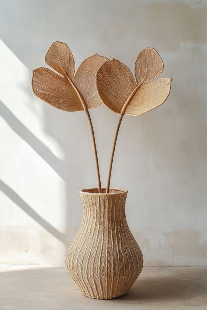 Wabi-sabi style rattan, bamboo, leaf lift, real living room entrance, dining table decoration - Image 3