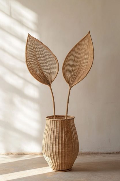 Wabi-sabi style rattan and bamboo woven baskets, vases, living room entrance, dining table decorations and ornaments - Image 4