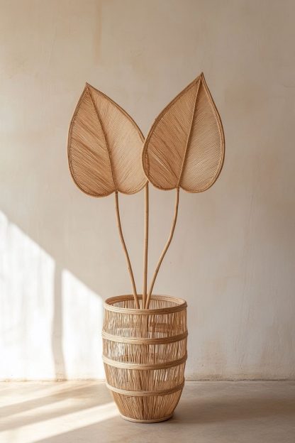 Wabi-sabi style rattan and bamboo woven baskets, vases, living room entrance, dining table decorations and ornaments - Image 2
