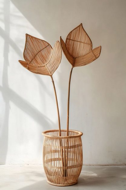 Exquisite real flower arrangements made of rattan for wabi-sabi style dining tables, living rooms and homestays