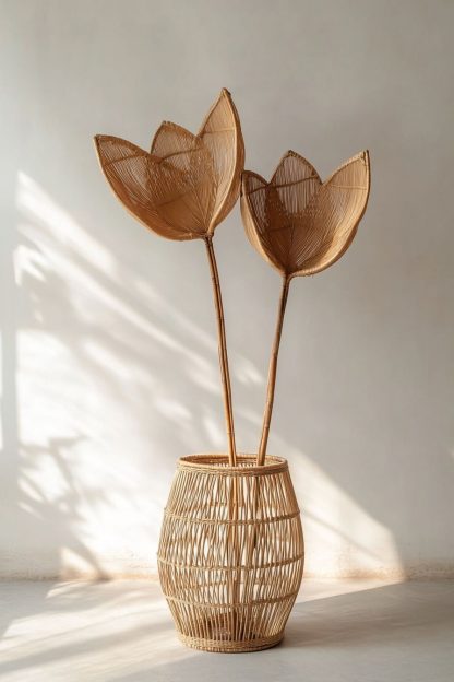 Exquisite real flower arrangements made of rattan for wabi-sabi style dining tables, living rooms and homestays - Image 2