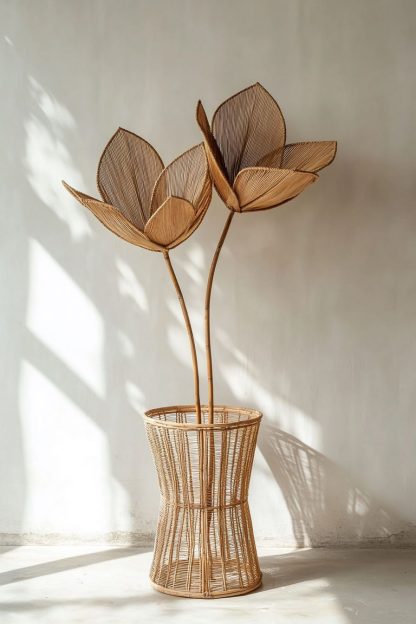 The entrance hall living room rattan wabi-sabi style vase decorative item is a hand-woven decorative decoration - Image 5