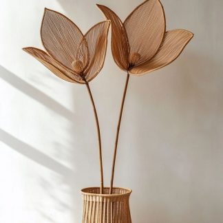 The entrance hall living room rattan wabi-sabi style vase decorative item is a hand-woven decorative decoration