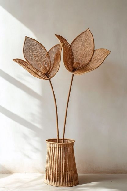 The entrance hall living room rattan wabi-sabi style vase decorative item is a hand-woven decorative decoration