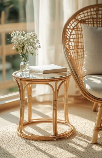 Japanese-style complete rattan chairs, European-style rattan dining chairs, tea tables and chairs, coffee tables, rotating bamboo and rattan craftsmanship - Image 9