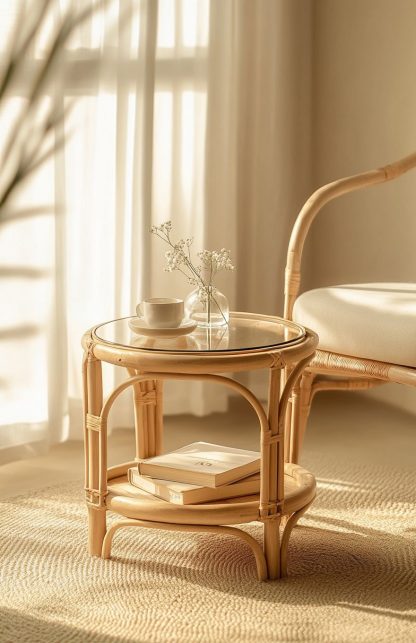 Wicker small coffee table, creative small side table for the living room, snack and fruit plate, small table, ins picnic round table - Image 5