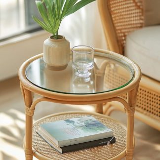 Vietnamese wicker coffee table, creative small side table for the living room, snack and fruit plate, small table, picnic round table
